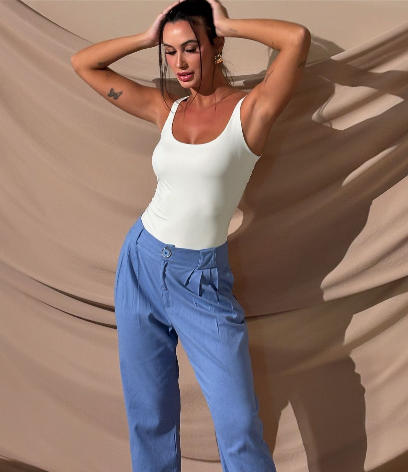 Calça Pregas Linho